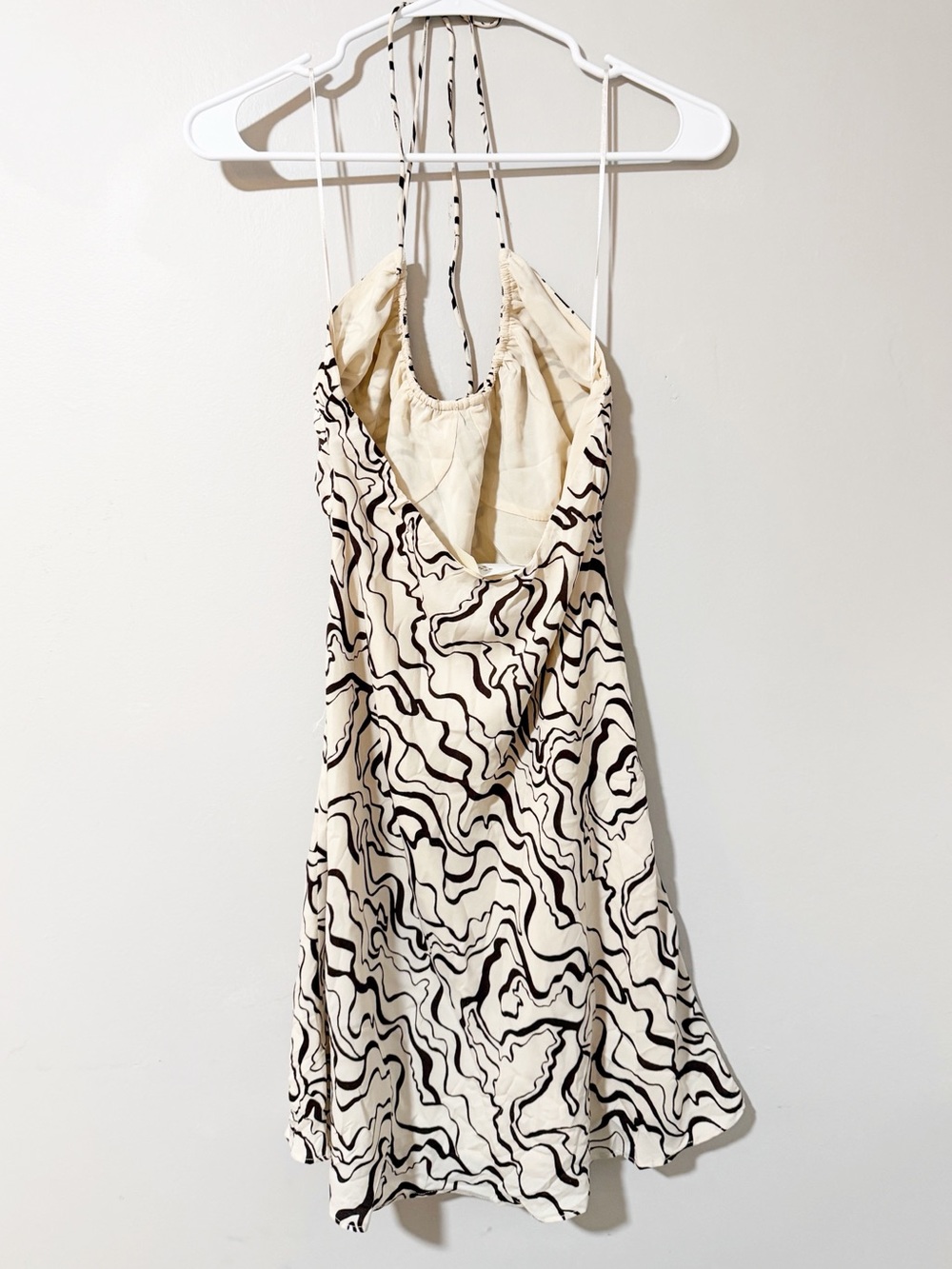 Abercrombie and fitch halter swirl print mini dress brown cream size small - Picture 4 of 5